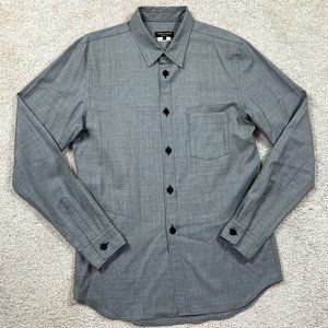 Comme Des Garcons Homme Plus Mens Wool Silk Button Down Shirt Gray Size L